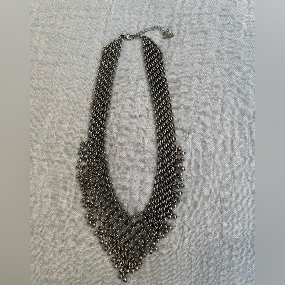 Guess Silver Layered Chain Necklace